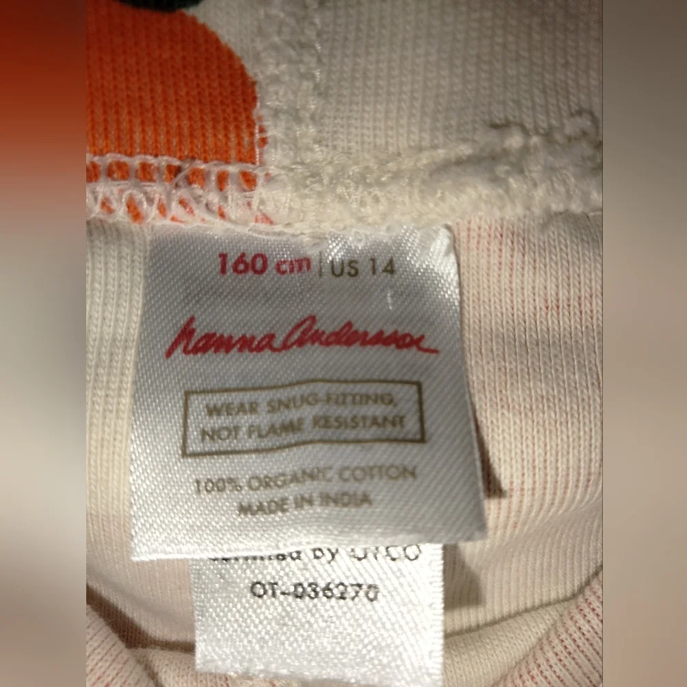 Hanna Anderson (Size 14) Kids Multicolored Orange Pumpkin Print (2PC) Pajama Set